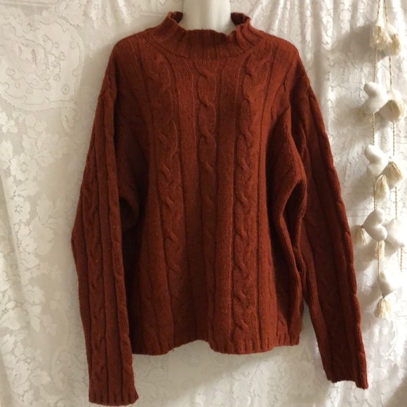 American Eagle Outfitters Sweaters - American Eagle cable knit burnt orange sweater XL